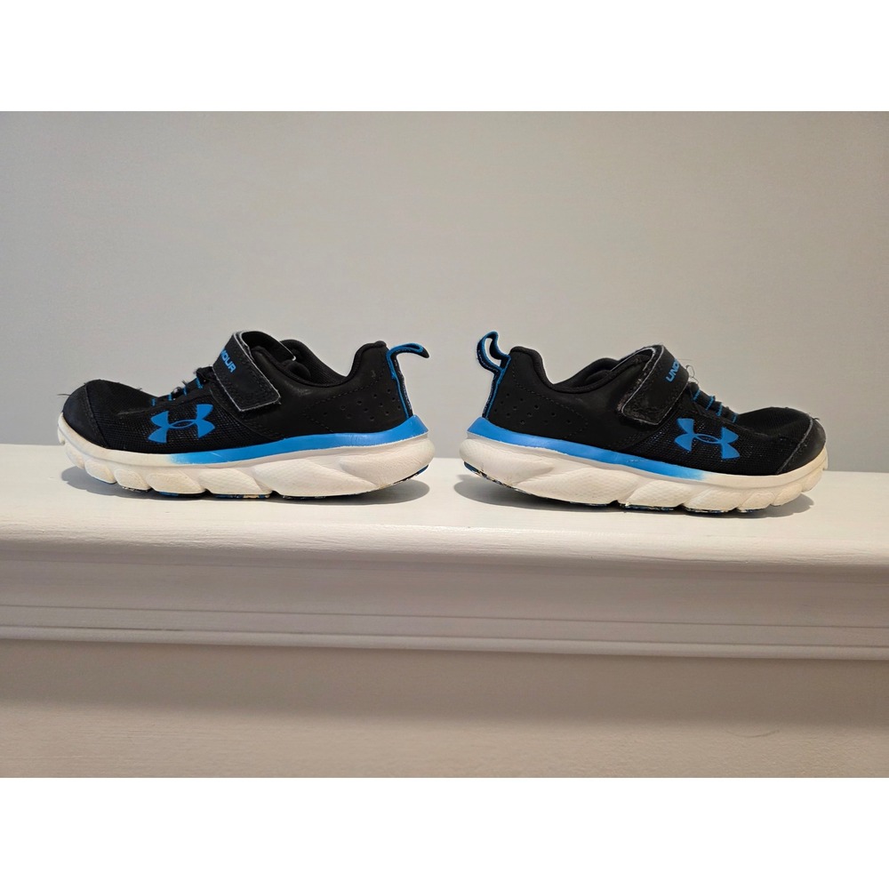 Kid's Under Armour Assert 8 Running Shoes Black Blue 3022101-008 Size 13K